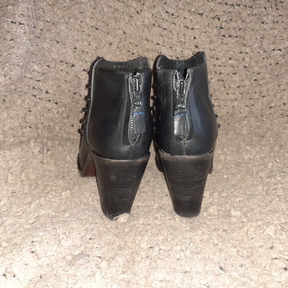 RAG & BONE-Alwyn-Studded Black Leather Heeled Booties-Back Zip-Sz 38.5-Excellent - Picture 6 of 9